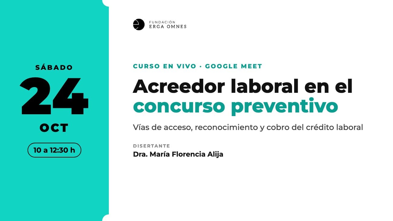 Curso en vivo: Acreedor laboral en el concurso preventivo, sábado 24 de octubre